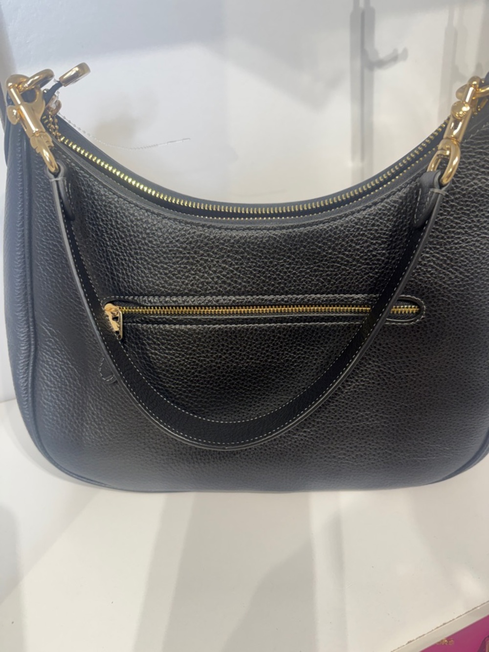 Coach Terry Black Pebbled Leather Hobo Shoulder Bag with Gold Hardware - Picture 4 of 7